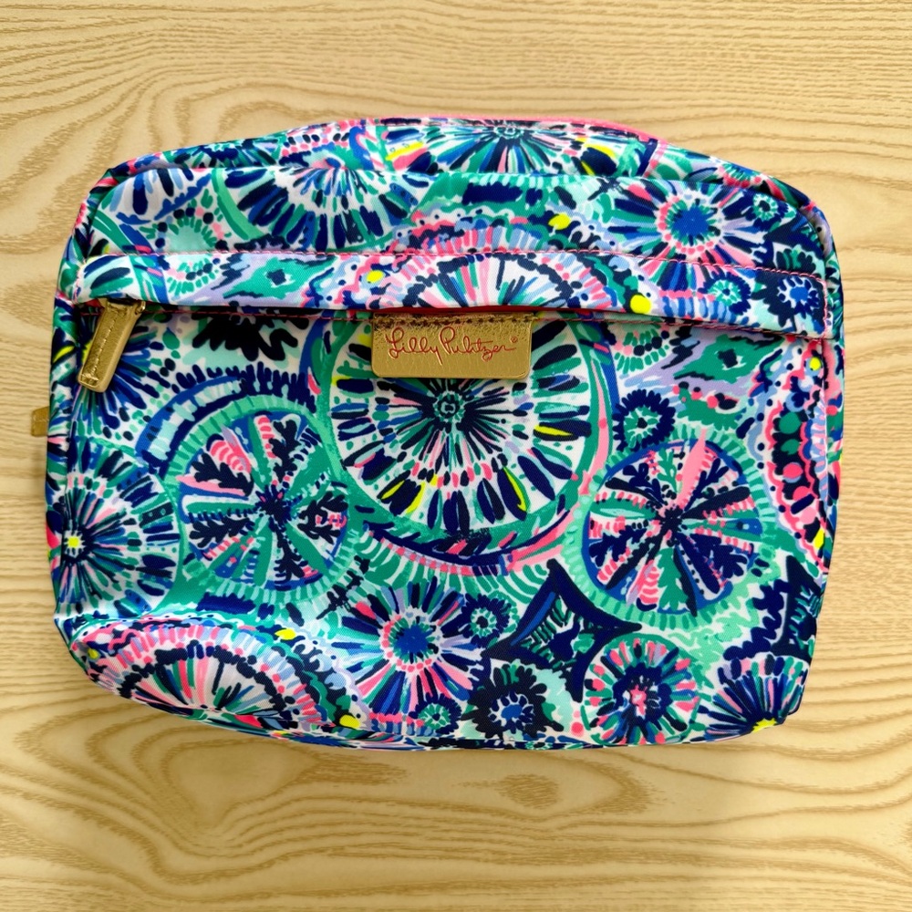 Lilly Pulitzer Blue & Green Multi Floral Cosmetic Case